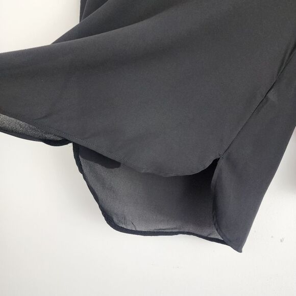 Apology London Black Top Blouse Back Gold Zip High-low Roll-tab Sleeve Size S - Picture 13 of 14